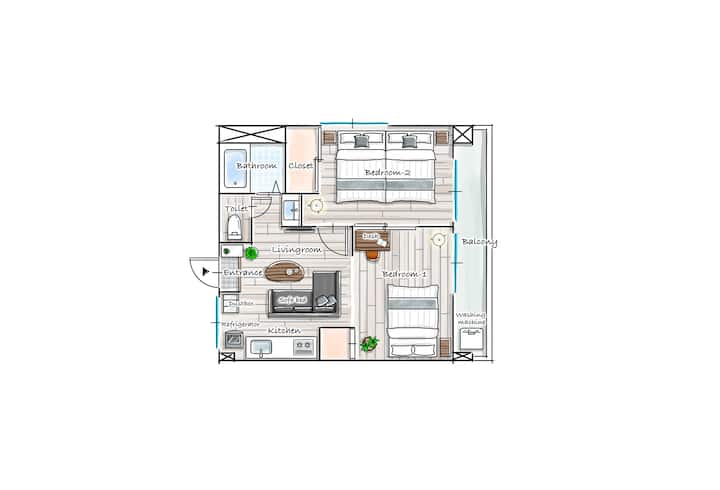Okaido Street 3 Min/434 Sqf/41㎡/4 Bed/max7 Ppl - Matsuyama