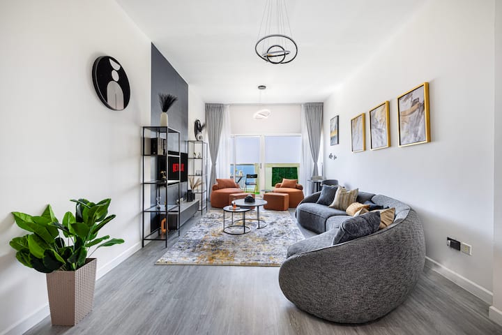 Sleek Nordic Style Seaview Condo - Ajman
