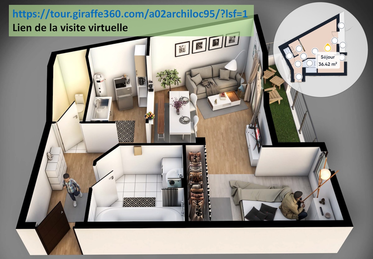 Top Airbnb: L'Aigle Royal de Paris / Train station, parking and terrace in Argenteuil