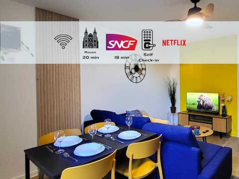 Colonial: Elegant two-room apartment 20 minutes from Rouen