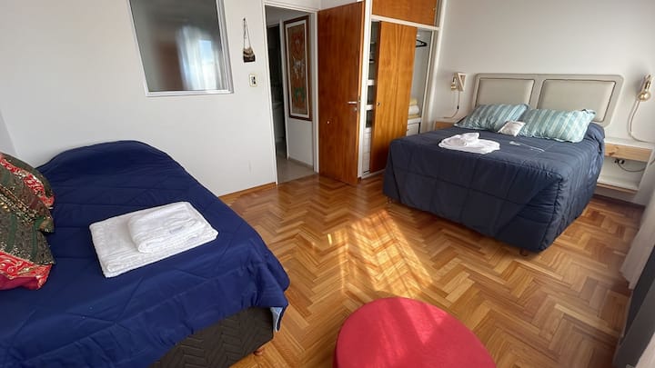 Просторна стая с двойно легло и две единични легла 1,90 х 90 (разтегателно легло).