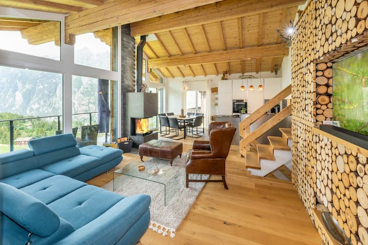 Luxury Lodge|vue Panoramique|cheminée|sauna|jardin - Grächen