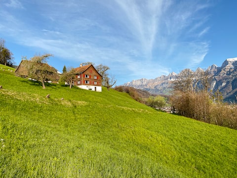 Top Airbnb: Idyllic farmhouse | panoramic view & parking in Flums