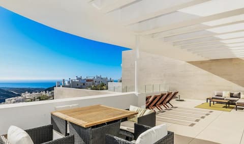 New Modern Marbella SeaView Penthouse SPA Pool Gym