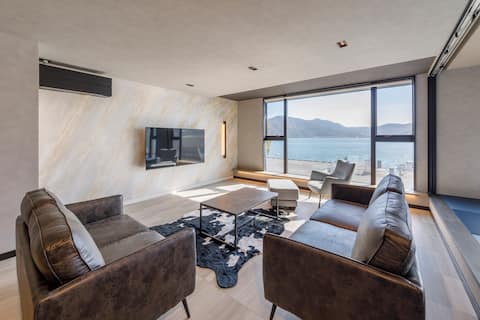 Enjoy a luxury stay in a newly built villa with a breathtaking view of the sea