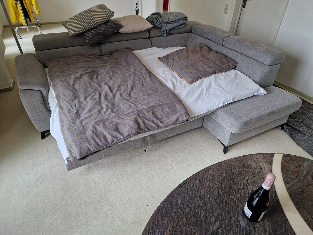 سرير أريكة مع غطاء علوي عند استخدامه كسرير.
جاهز للنوم 3+4 