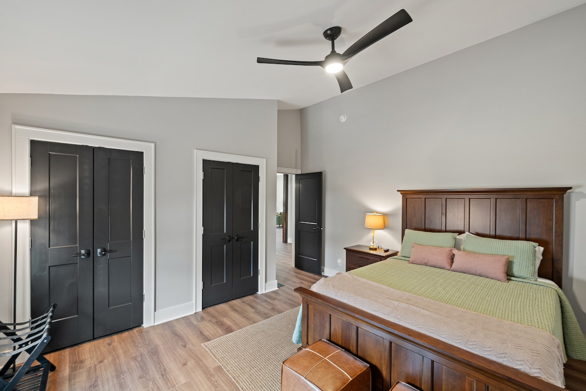 This bedroom is perfect for kids and families—enjoy a selection of classic board games and a game console connected to the 55" smart TV.