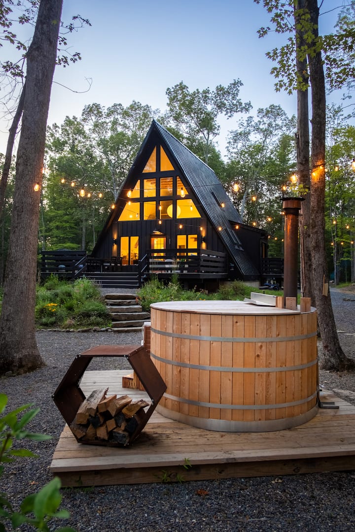 Luxury Catskills A-Frame Cabin with Hot Tub & Sauna