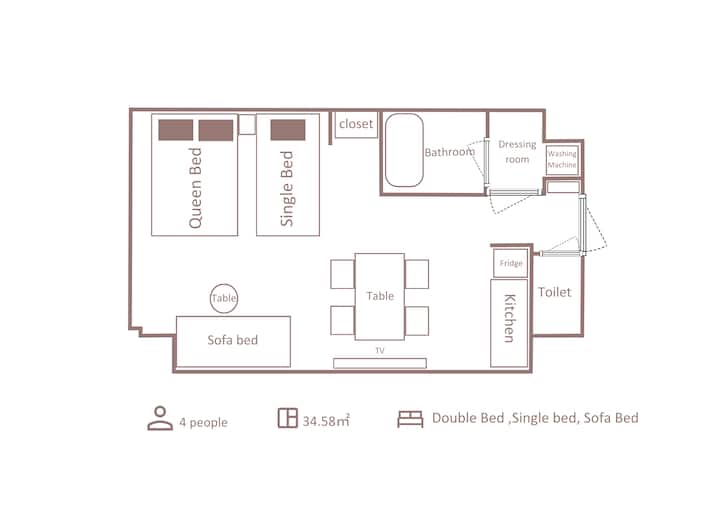 Aparthotel With Kitchen | 34.58m² | Up To 4 People - Kyoto
