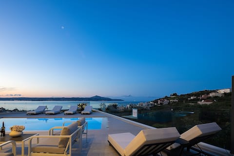 Kalyves Royal Villa | Free*heated pool,gym&seaview