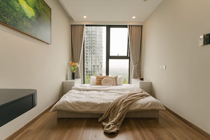 Comfortable bedroom designed for restful sleep during long stays