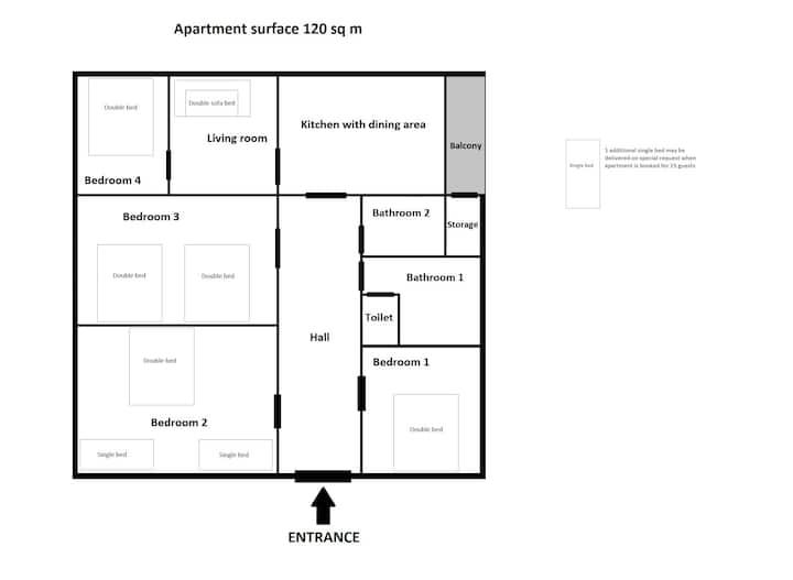Spacious Apartment, Big Groups Great Location!