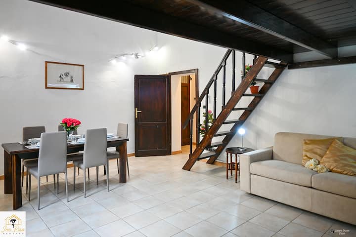 Mesa de comedor, sala de estar, sofá cama de matrimonio, entrepiso con área de trabajo y sillón, TV, aire acondicionado.
Mesa de comedor, sala de estar, sofá cama doble, loft con área de trabajo y sillón, TV, aire acondicionado.