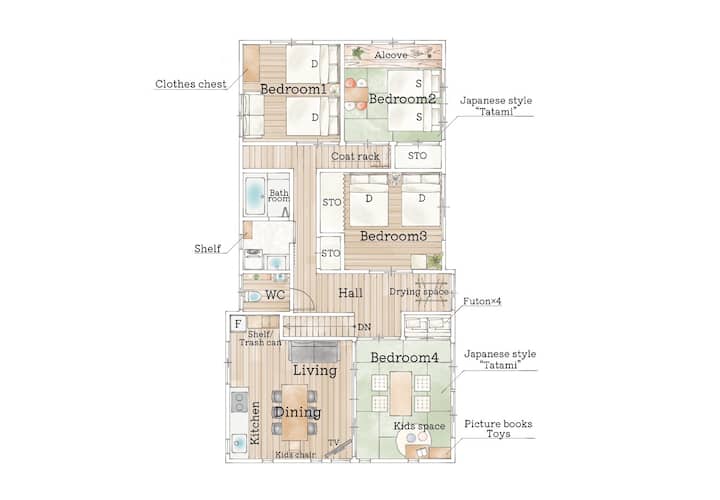Group Stay! Lake Biwa 10 Min | 4br | Up To 10 - 滋賀縣