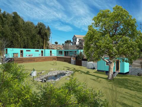 One group per day, completely private. 11 beds for up to 11 people. Kitchen, BBQ, sauna, campfire, l