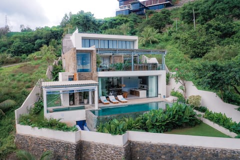 MAS-Large 4 bdrs villa-ocean view-5 min from town