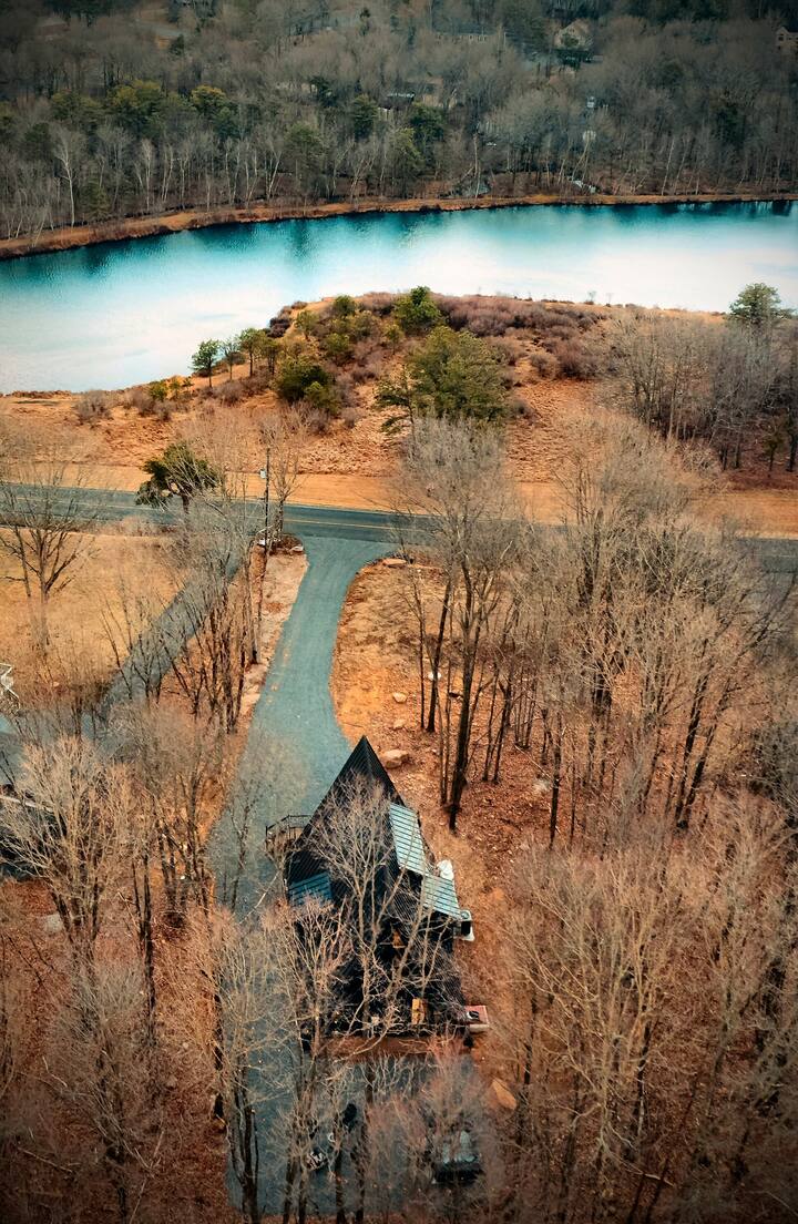 Poconos A-Frame | Hot Tub, Fire Pit, Lake View