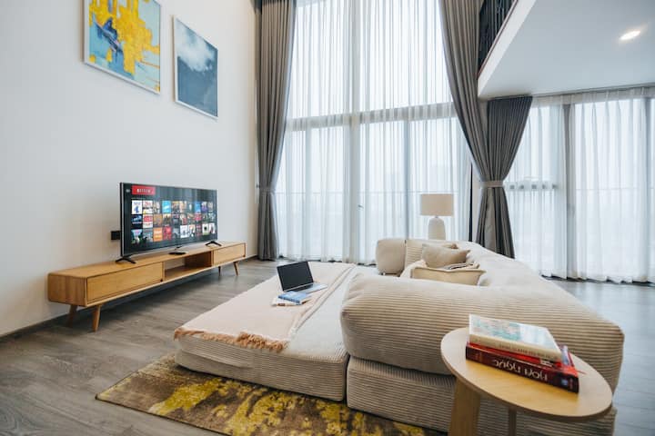 Beige Duplex W Teddy Sofa Bed - 90m2 Apt-2bed - Vietnam