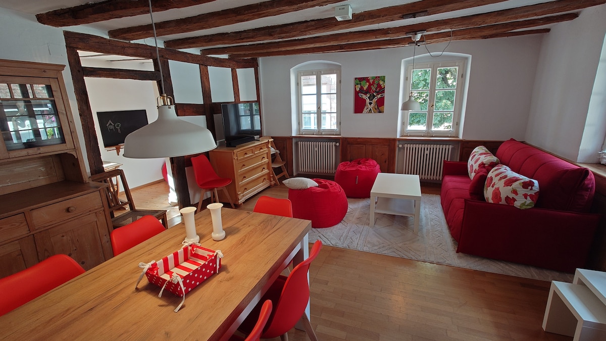 客厅-餐厅概览。如果有访客来，桌子可以延伸。