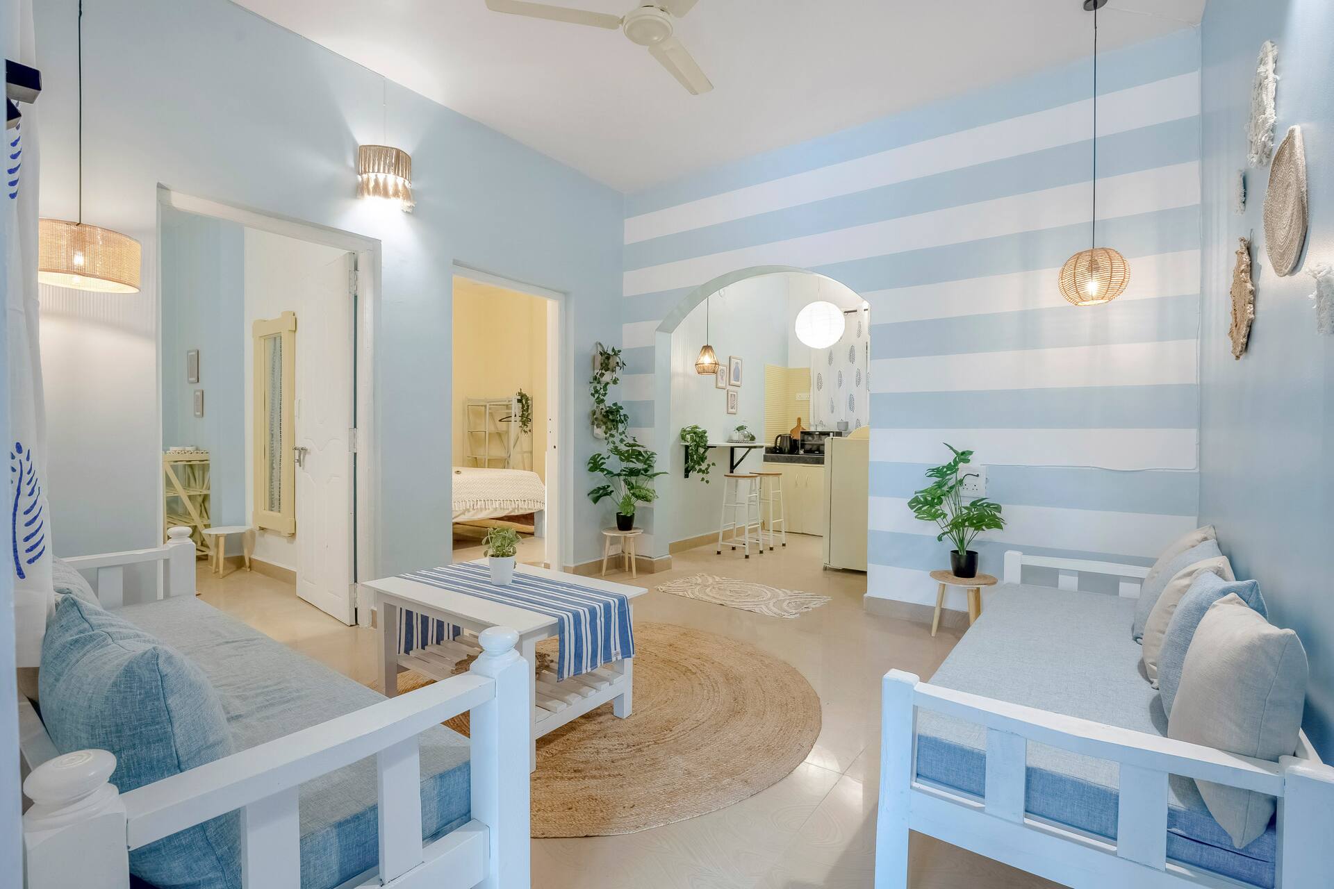 2BHK w/ Pool & Parking | 1min walk to Morjim Beach