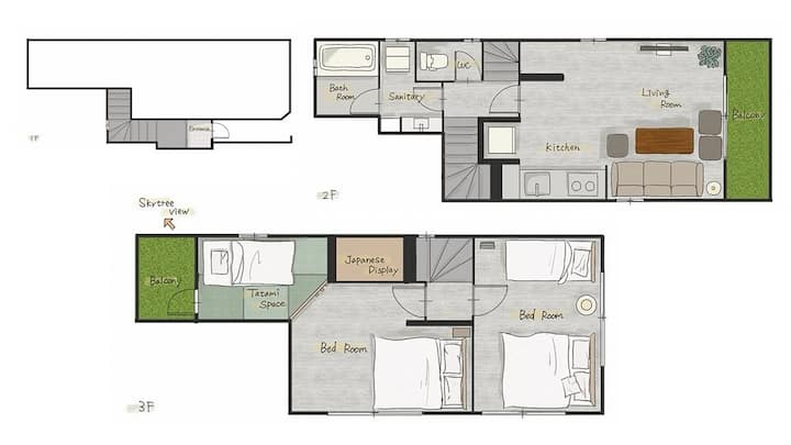 押上駅徒歩５分/スカイツリー近/最大6名/静かな街並み/59㎡貸切 - Ginza
