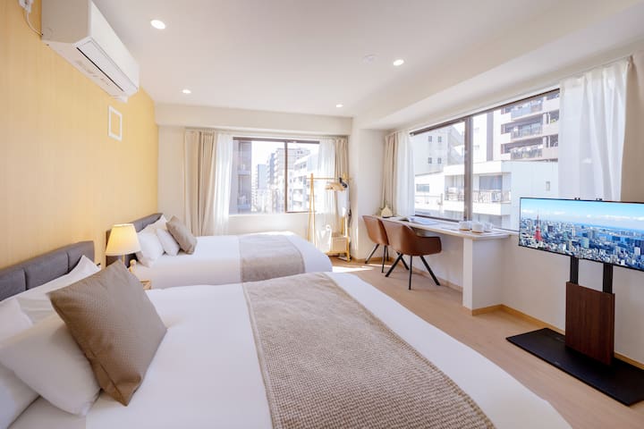 最大14人入住：2层楼独享/多卧室/厨房/电视/空调/WIFI/洗衣机/日比谷线八丁堀站7分钟