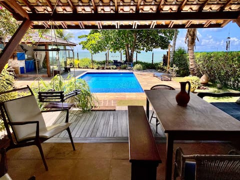 Beachfront house right on the sand with private pool