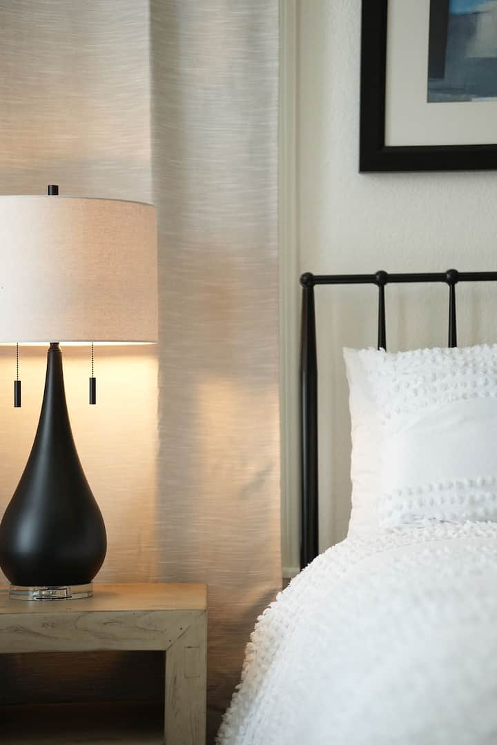 The room’s design maximizes both space and style, making it an excellent option for family members