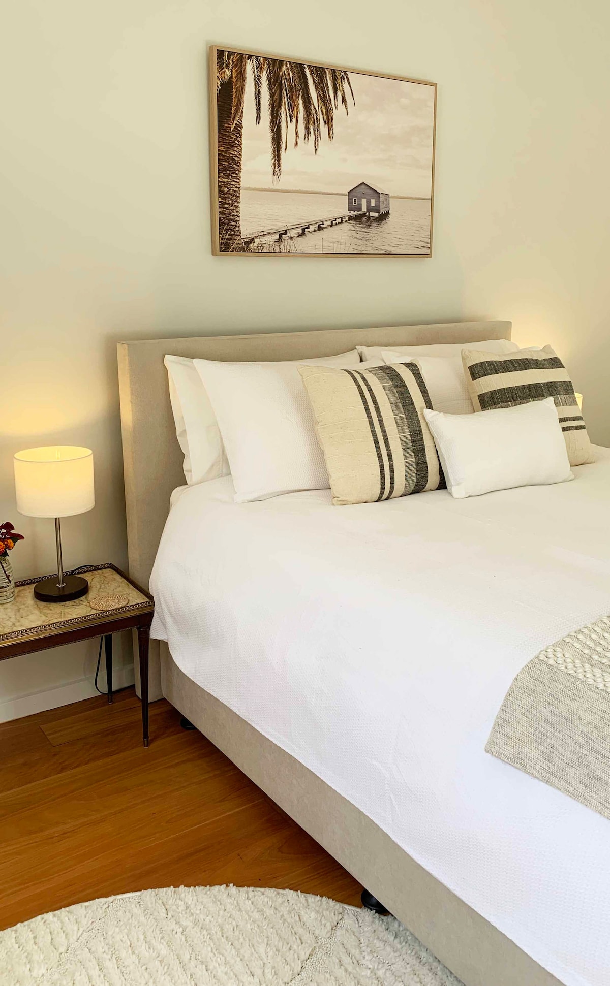 Queen Size Bed with quality bedding