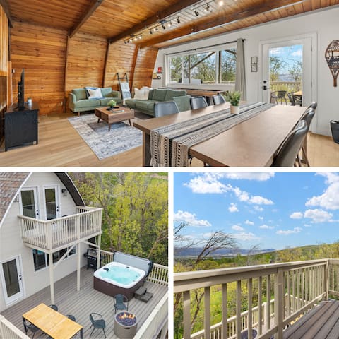 Cozy Mtn Cabin | Sleeps 8 | Hot Tub w/ Deck Views