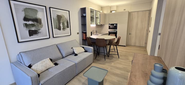 客厅配有沙发床，下一张照片中的沙发就像一张床。