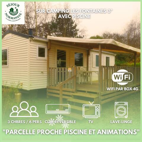 MH 3 bedrooms 6 people TV WIFI Washing machine near pool