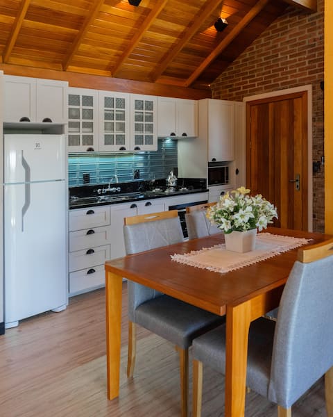 Chalet with pool and view