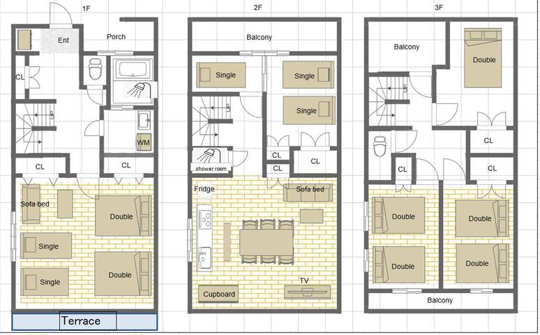 Entire140㎡,3floors,2bath,2toilets,4mins to Station gallery image 2