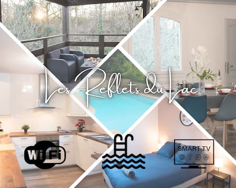 wooded house – Terrace & swimming pool near MEET