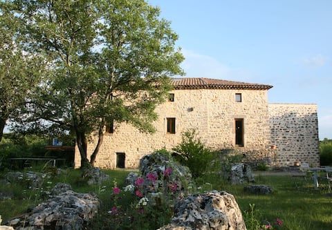 Stone house surrounded by nature