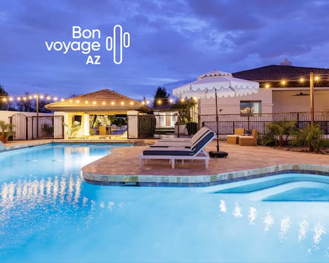 Spacious retreat w/ heated pool & theater