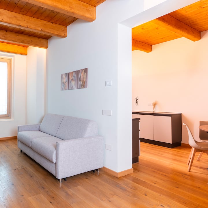 غرفة معيشة مع سرير أريكة مزدوج