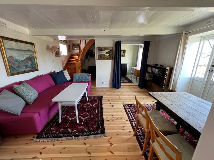 客厅和睡眠区/办公室的入口。 当您厌倦了小镇生活和游泳时，您可以在这里休息！ 这栋房子建于1810年，我们尽量保留了原始风貌。 