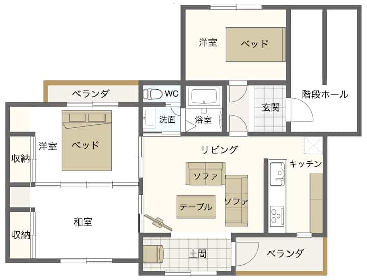 3ldk (Nosmoking)workspace, Kitchen, Up To6'akari' - 蒲郡市