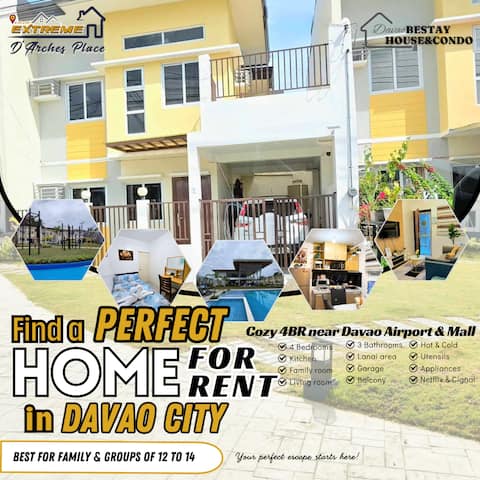 Cozy-4BR BeSTAYcation near Mall & Airport upto 14