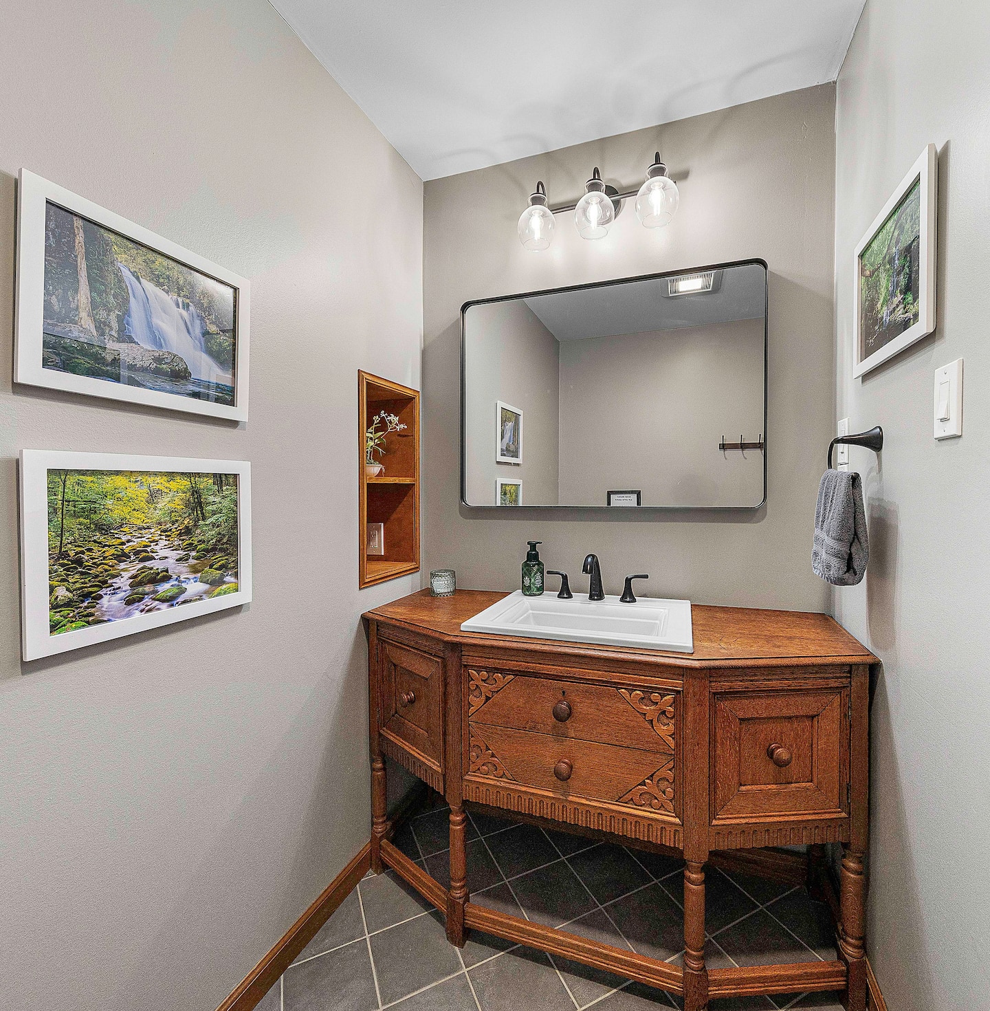Get ready in the primary suite's half bath while your partner showers, or soaks, in the wet room next door, no waiting i