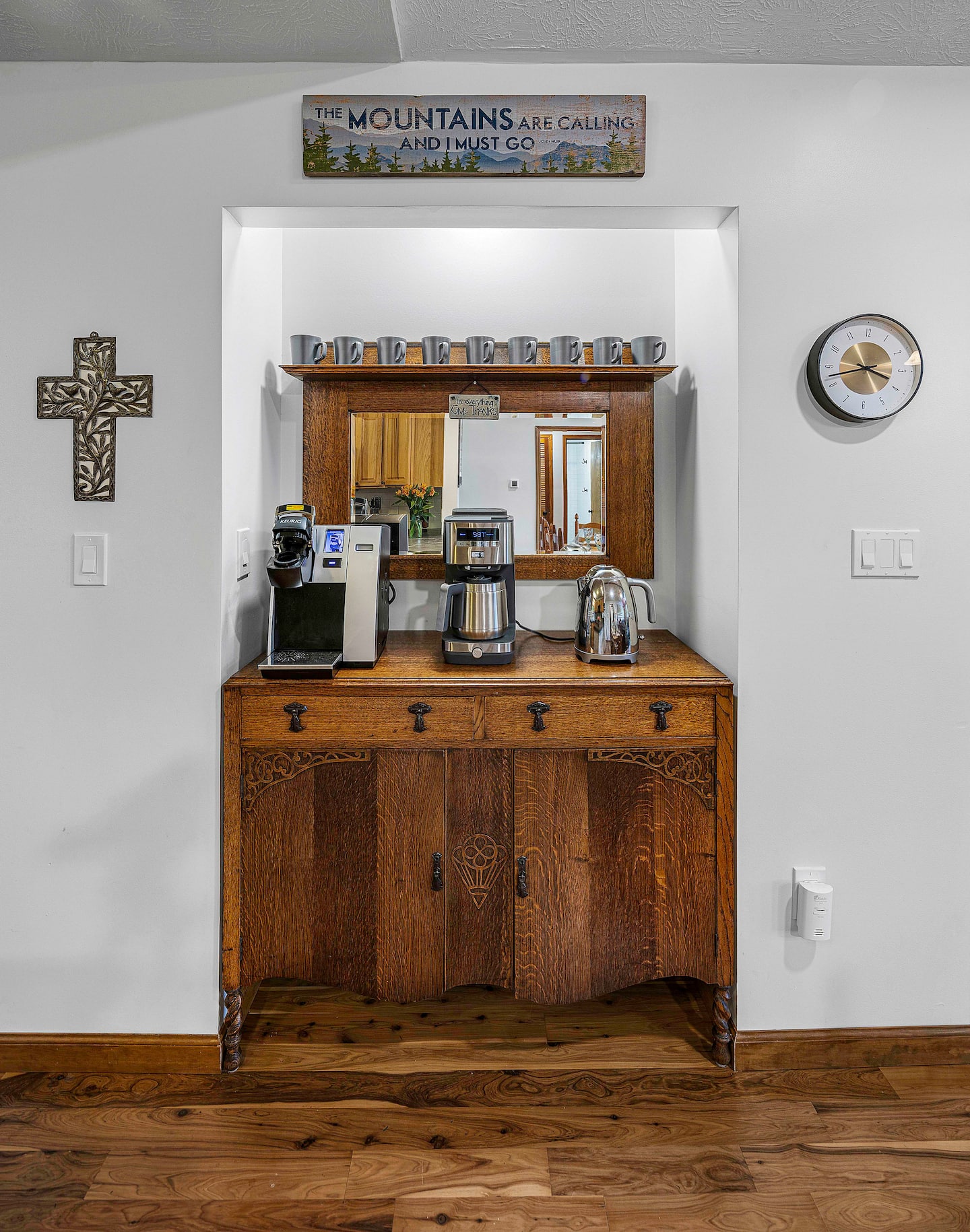 Start the morning at the coffee bar - Keurig for the fast cup, drip pot for the slow one, your call before the day gets 