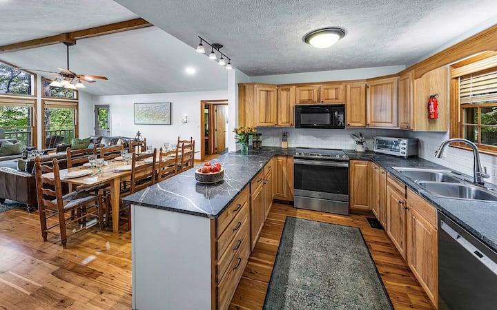 Main house kitchen with granite counters