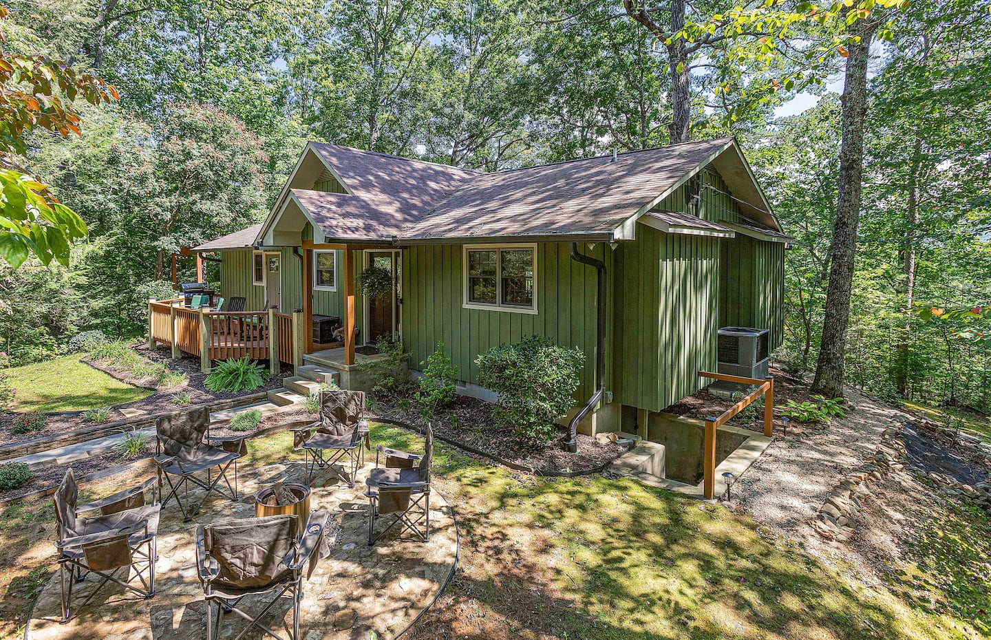 Gather around the fire pit once the sun drops behind the ridge, s'mores, ghost stories, whatever the group's in the mood