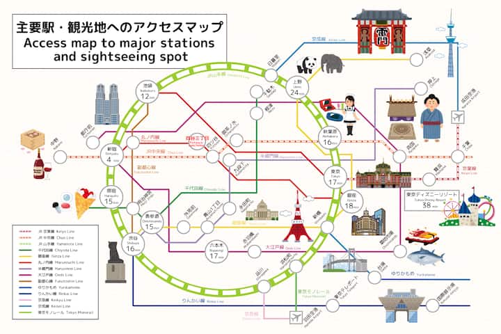主要駅・観光地へのアクセスマップ
主要駅・観光地へのアクセスマップ