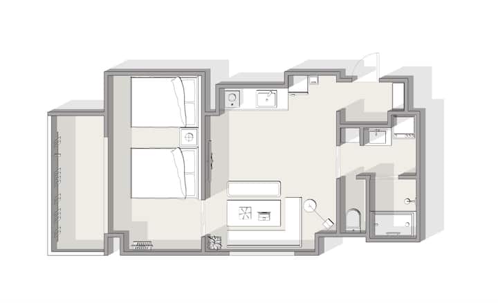 【B&namba1 Quad】45㎡/living Room/3-min To Jr Namba - Japan