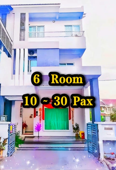 Butterworth 3-Storey,  6 Room + 4 Bath (10~30 Pax)