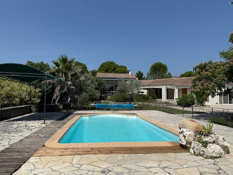 Modern house with pool in idyllic setting