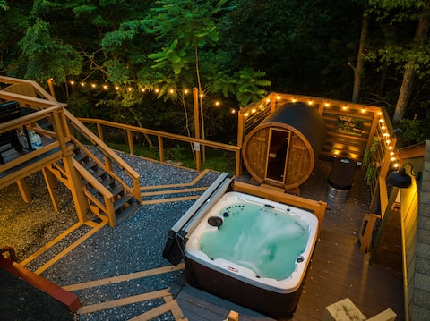 Fox&Hound Cabin: Cold Plunge, Sauna, Hot Tub, Dogs